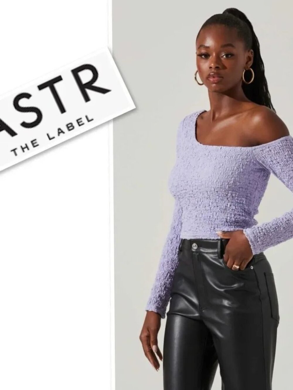 ASTR The Label Women's Crinkle Finley Crop Top Size S Lavender